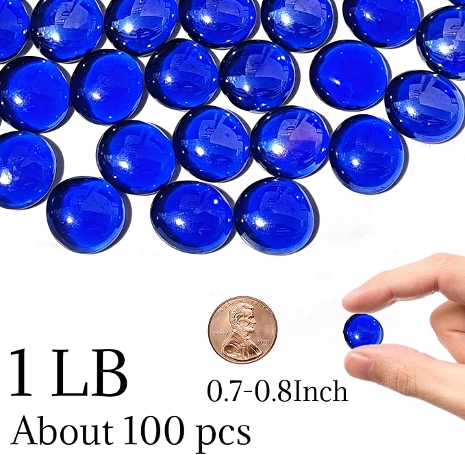 5lb Dark Blue Glass Marbles for Vase, Decorative Pebbles for Vase Fillers - Image 2