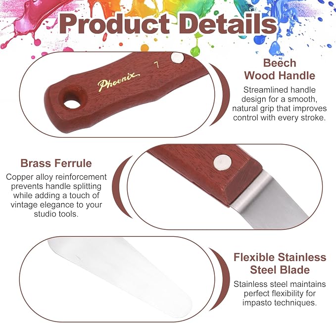 MECCANIXITY Pack of 1 Large Palette Knife No.7, 10.2" Long Palette Knives - Image 3