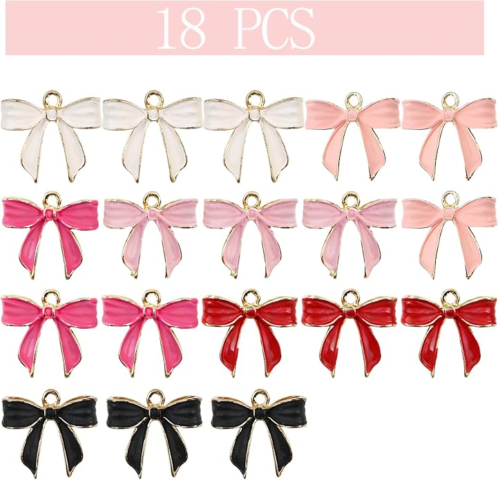 Bow Charms for Bracelet Jewelry Making Cute Bracelet Charms | 18Pcs, Bow Charms - Image 2