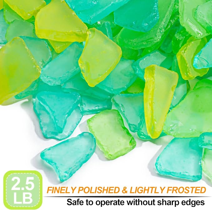 Keedolla Sea Glass for Crafts - 40 OZ Flat Frosted Seaglass Pieces Crushed for - Image 2