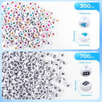 1000PCS Colourful Letter Beads for Threading, 4 x 7 MM, A-Z White Letter Beads - Image 2