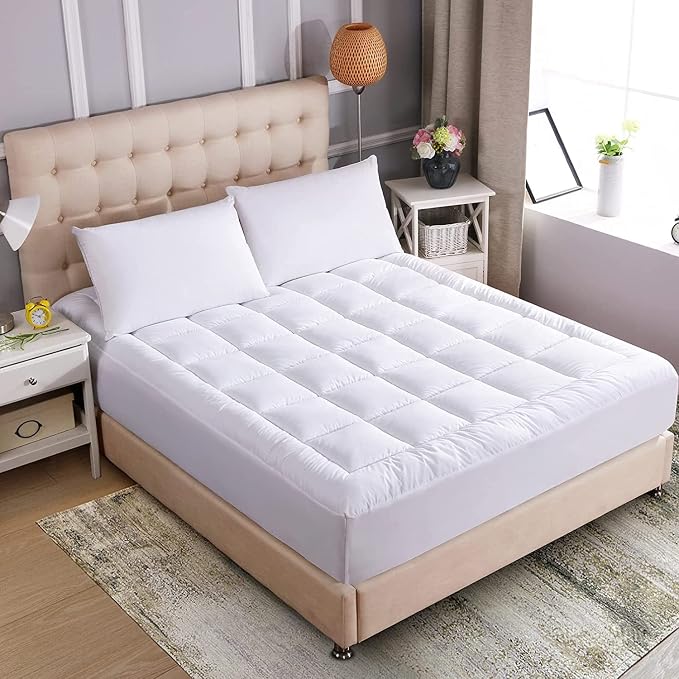 WhatsBedding Waterproof Mattress Pad King Size Cotton Top Down Alternative - Image 7