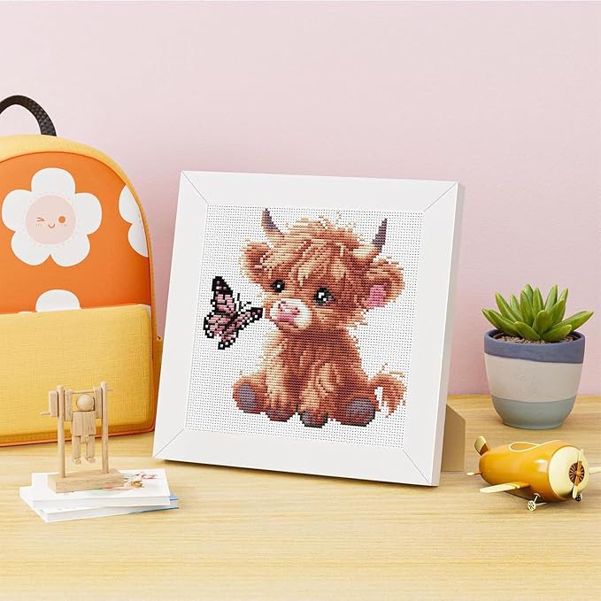 Cross Stitch Kits For Adults Beginners, Highland Cattle Stamped Cross Stitch - Image 2