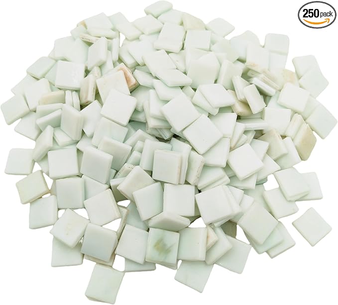 1.1 LB Ice Jade Mosaic Tiles, 0.59“ Square Glass Mosaic Pieces by BTMIEY