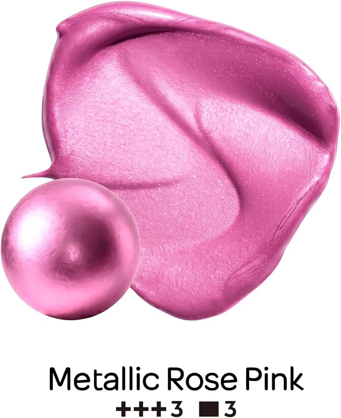 Nicpro Metallic Pink Acrylic Paint, 8.45oz/250ml Pearlescent Rose Shimmer | - Image 2
