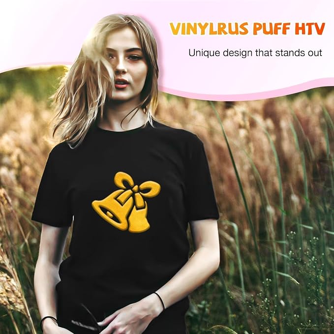 VinylRus Yellow Puff Vinyl Heat Transfer -12” x 6ft Puffy 3D Iron on Vinyl - Image 8
