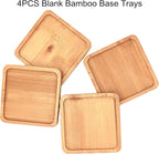 4PCS Mosaic Bamboo Coasters for Crafts, Blank Base Trays, Drinking Cup Coaster - Image 3