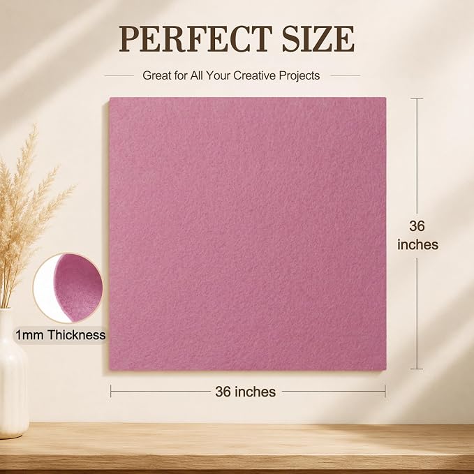 Dusty Pink Large Felt Fabric 36" x 36", 1mm Stiff Felt Sheet, Nonwoven Fabric - Image 3