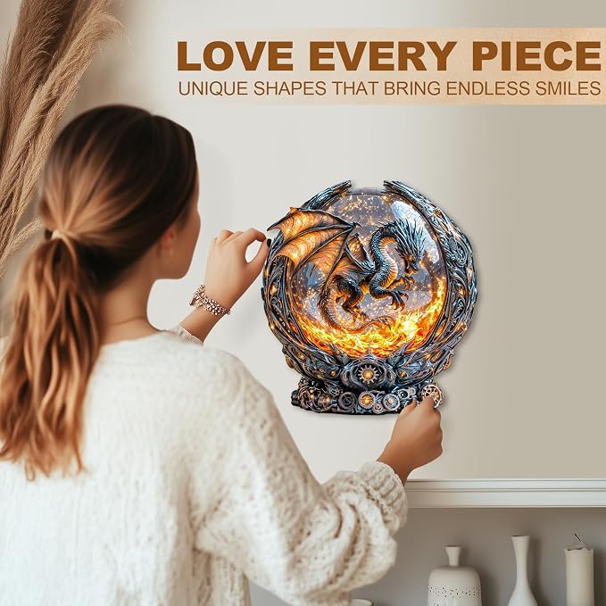 Magic Ball Fire Dragon Puzzles Adults Gifts Wooden 95 Pieces 8.5 * 7.8in - Image 6