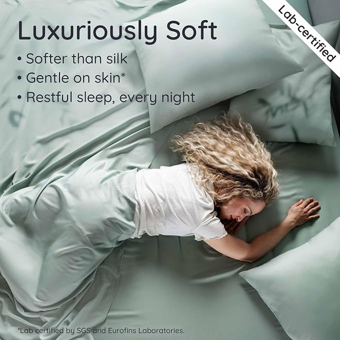 Bambaw 100% Viscose Derived from Bamboo Fitted Sheet Twin Size, 15’’ Deep - Image 4