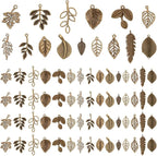 PH PandaHall 150pcs 15 Styles Tree Leaf Charms Pendants, Tibetan Branch Leaves by PHPandaHall