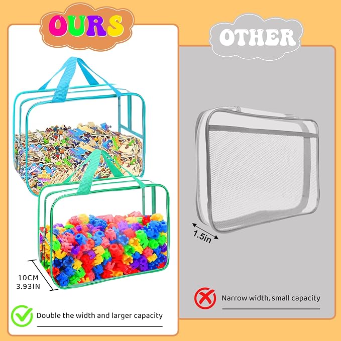 8 Packs 8 Colors Toy Storage Bags, Reusable Clear PVC Board Game Storage - Image 4