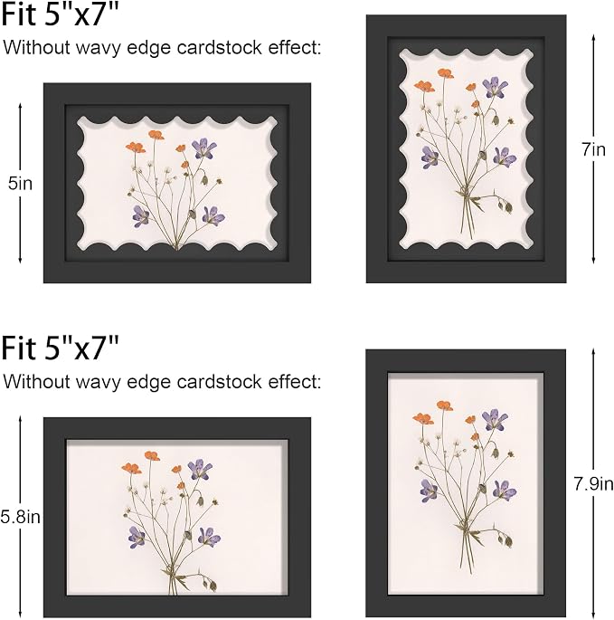 5x7 Picture Frame with Real Glass, Wooden cute 5 x 7 Photo Frame with Wavy Mat - Image 3