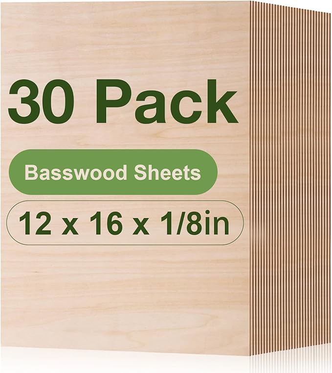 ROBOTIME 30-Pack Basswood Sheets 1/8" x 12" x 16" by ROBOTIMEBuildingThingstoLife