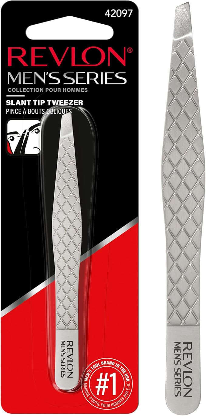 Revlon Slanted Tip Tweezers for Men, Ultra-Sharp for Precision Eyebrow Shaping by RevlonConsumerProductsCorp