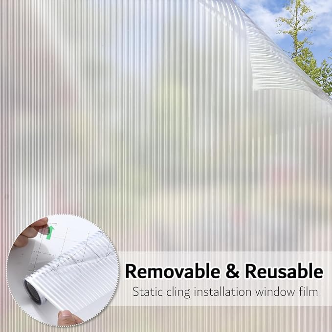 VELIMAX Reeded Glass Privacy Film, Frosted Window Vinyl, 3D Decorative Window - Image 5