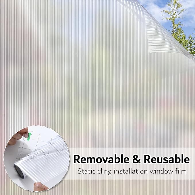 VELIMAX Reeded Glass Privacy Film, Frosted Window Vinyl, 3D Decorative Window - Image 5