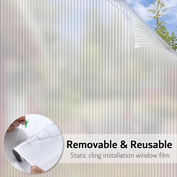 VELIMAX Reeded Glass Window Film, Window Privacy Film, Frosted Window Vinyl - Image 5