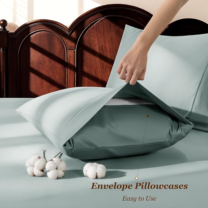 LBRO2M 1000 Thread Count 100% Egyptian Cotton Sheets Set King, 4 Piece Sets Bed - Image 6
