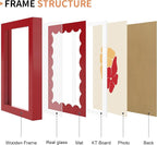 5x7 Picture Frame with Real Glass, Wooden cute 5 x 7 Photo Frame with Wavy Mat - Image 5