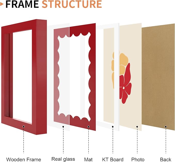 5x7 Picture Frame with Real Glass, Wooden cute 5 x 7 Photo Frame with Wavy Mat - Image 5