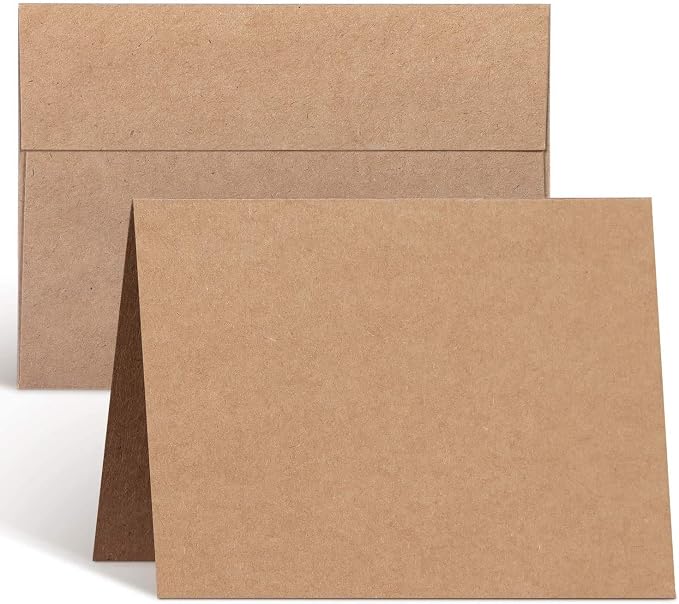 Ohuhu 4x6 Blank Brown Kraft Cards and Self-Seal Envelopes 100 Pack | 4"x6" by Ohuhu