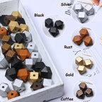 20mm Geometric Wooden Beads Variety Pack Painted Wood Beads Polygon Wooden - Image 5