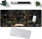 Desk Mat Green Bonsai Library Book Mouse Pad Big Vintage Aesthetic Desk Pad - Image 5