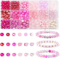 DUQGUHO 8mm Pink Beads for Jewelry Making Pink Glass Beads for Crafts Rose by DUQGUHO