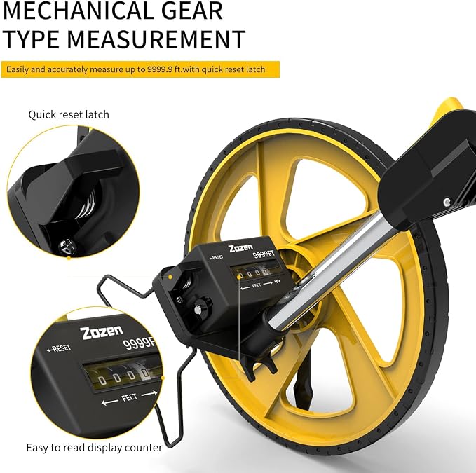 Zozen Measuring Wheel in Feet and Inches, Double Collapsible, Mechanical | - Image 5