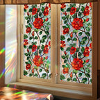 Retro Flower Window Privacy Film, Stained Glass Decals Chinese Red Rose Privacy - Image 2