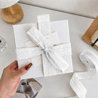 White Burlap Ribbon 1-1/2 inch X 10 Yard White Linen Wired Ribbon | Natural - Image 2