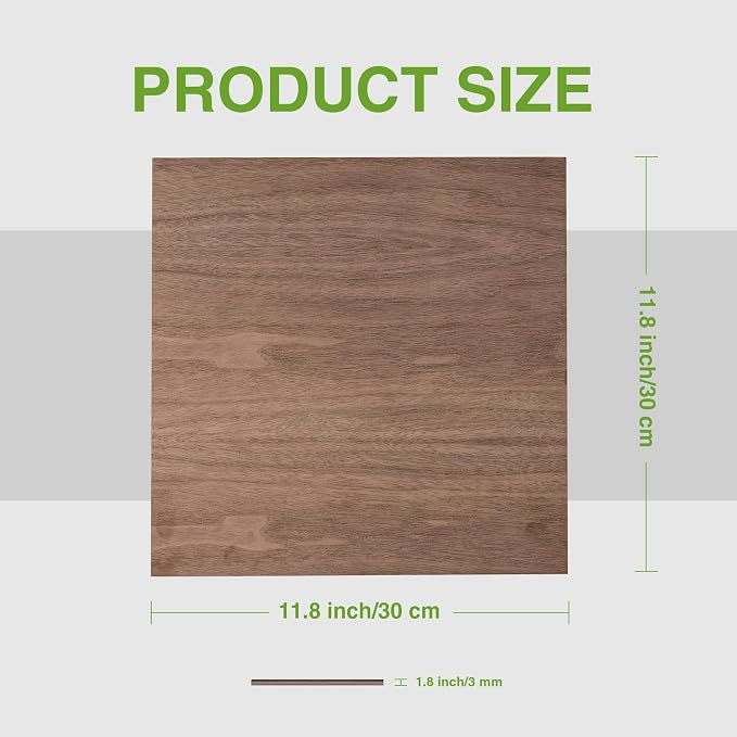 ROBOTIME 6-Pack Laser Wood Sheets | 1/8" & 12 x 12" Basswood + Walnut + Birch - - Image 3
