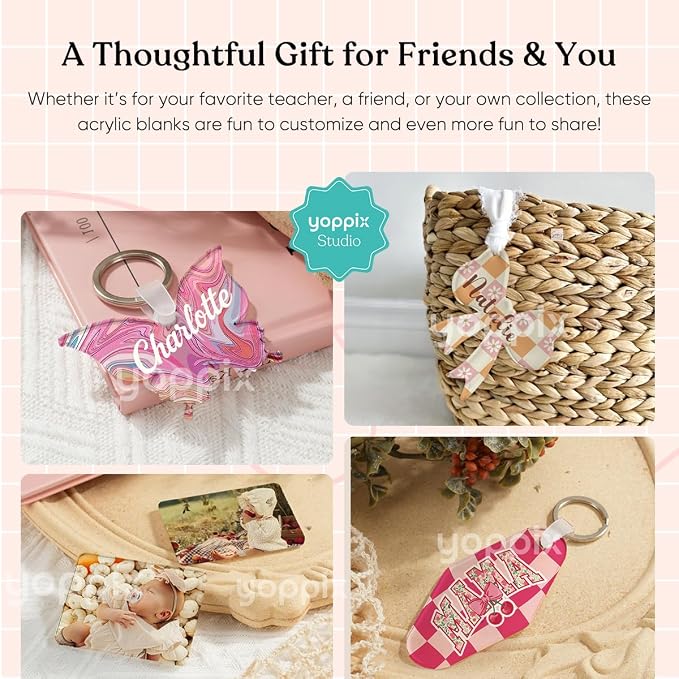 YOPPIX 90 Pcs Sublimation Acrylic Keychain Blank kit, - Image 7
