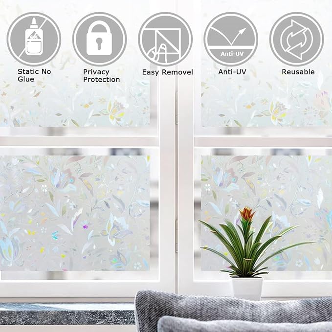 LEMON CLOUD Window Film, Decorative Window Privacy Film, 3D Stained Glass - Image 6
