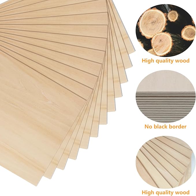 36 PCS Basswood Sheets for Crafts 8 x 12 x 1/16 in, 1.6mm Thick Unfinished - Image 4