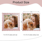 12x12 Picture Frame with Mat for 10x10, Wavy Edge Wooden Real Glass Photo Frame - Image 3