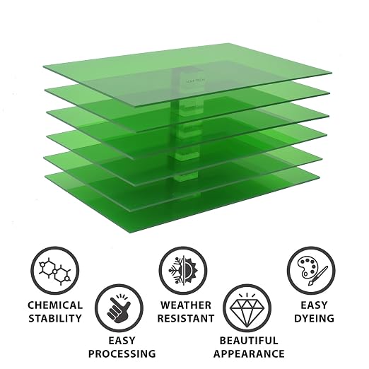 6 PCS Transparent Green Cast Acrylic Sheets 8" x 12" x 0.118", Plexiglass - Image 4