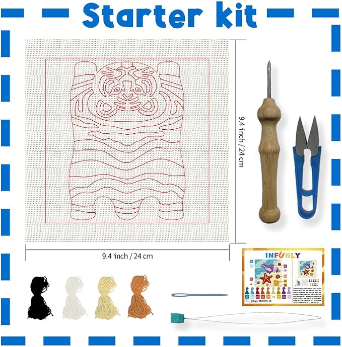 INFUNLY Tiger Punch Needle Kit for Adults Beginners Pre-Printed Punch Needle - Image 4
