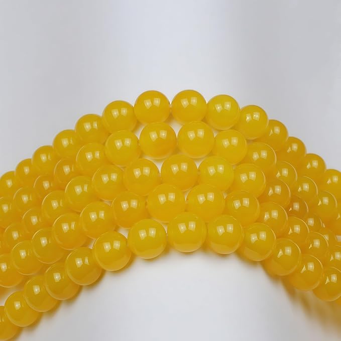 MJDCB 7A Round Natural Yellow Agate Beads Stone Loose Beads - Image 6