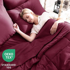 CozyLux Full Size Comforter Sets Burgundy, 7 Pieces Bed in a Bag, All Season - Image 3