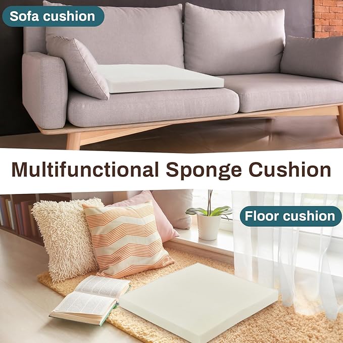 Frienda 6 Pack 3" X 22" X 22" Upholstery High Density Foam Cushion White - Image 6
