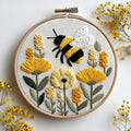 DIY Punch Needle Kits for Beginners Big Yellow Bee Among Yellow Flowers by Unknown