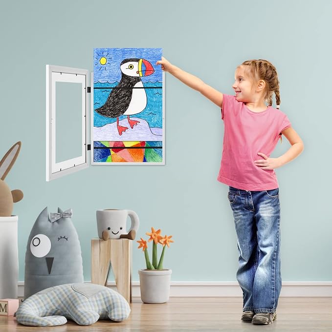 Kids Art Frames, 11x14 Front Opening Kids Artwork Frames Changeable, Holds 50 - Image 7