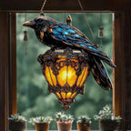Raven Gothic on Lantern 2D Acrylic Suncatcher, Halloween Decor Indoor Faux - Image 3