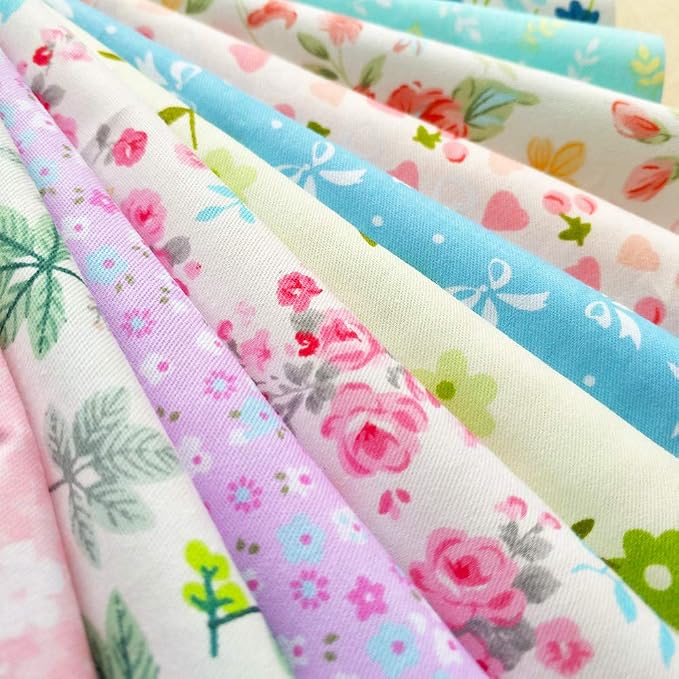 flic-flac 50pcs 10 x 10 inches Cotton Fabric Squares Quilting Sewing Floral - Image 3