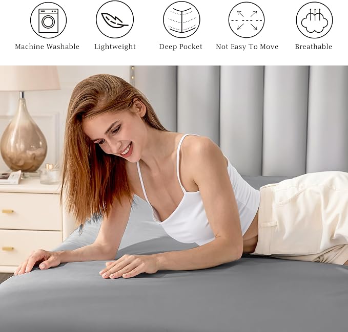 FreshCulture Pure Cotton Fitted Sheets California King Size, 300 Thread Count - Image 5