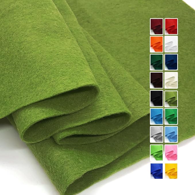 Moss Green Felt Fabric 36" X 36", 1.6mm Thick Soft and Durable Flexible Craft by FANOMMI