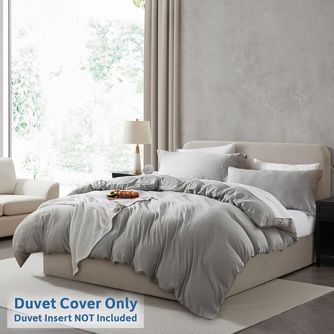 Nestl Light Grey California King Duvet Cover Sets - Image 2