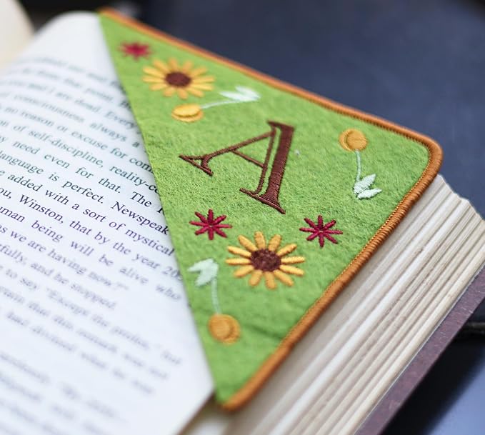 Personalized Embroidered Corner Mark, 4 Pack, Finished Initial Felt Bookmark - Image 5